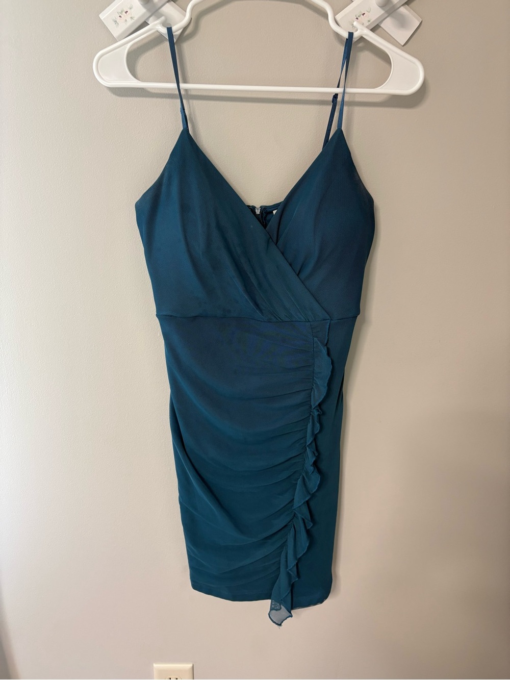 Emerald Sundae Teal Ruffled Mini Dress